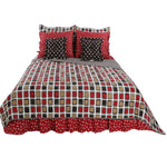 Photo 3 Multicolored Geometric & Dot Houndstooth  8 Pc Reversible Full Bedding Set