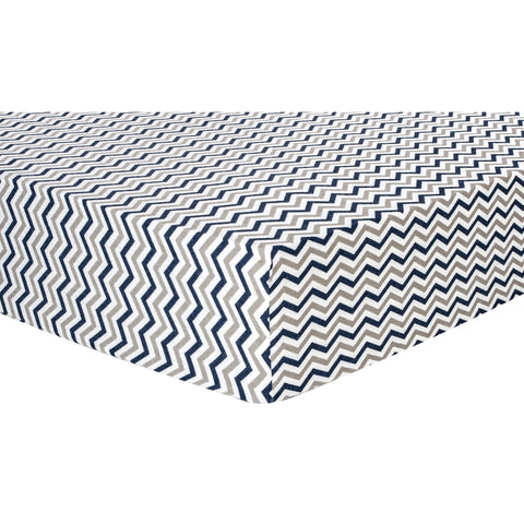 Navy and Gray Chevron Deluxe Flannel Fitted Crib Sheet