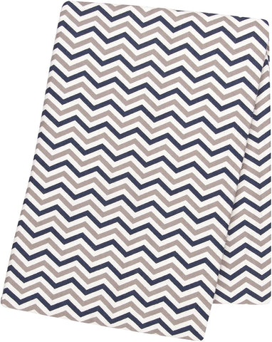 Navy and Gray Chevron Flannel Swaddle Blanket