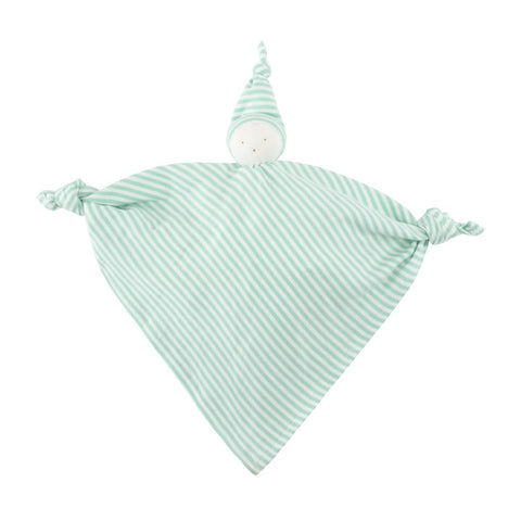 Organic Cotton Aqua Stripe Baby Hanky Doll