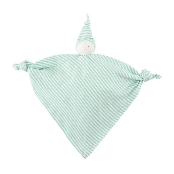 Organic Cotton Aqua Stripe Baby Hanky Doll