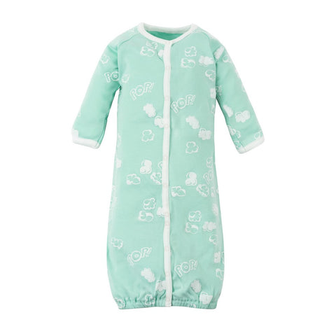 Organic Cotton Baby Aqua Popcorn Puff Print Convertible Romper - 0-3m