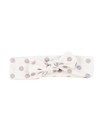 Organic Cotton Baby Bow Headband - Lavender Dot - 0-6mo