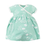 Photo 1 Organic Cotton Baby Girl Aqua Popcorn Puff Print Zen Dress with Bloomers