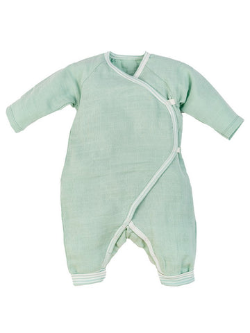 Organic Cotton Baby Muslin Side Snap Kimono - Sea Breeze Ombre Stripe