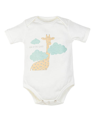 Organic Cotton Baby Short Sleeve Lap Shoulder Bodysuit - Giraffe