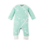 Photo 1 Organic Cotton Baby Side Snap Kimono Aqua Popcorn Puff Print