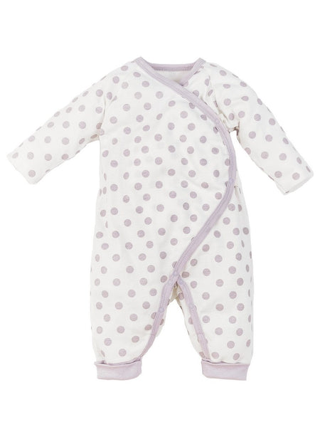 Organic Cotton Baby Side Snap Kimono - Lavender Dot