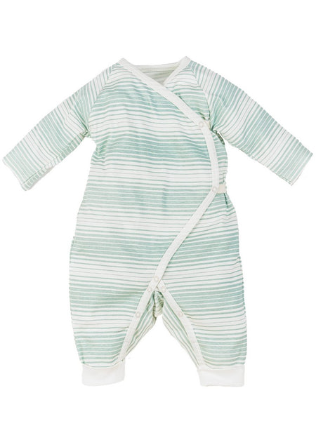 Organic Cotton Baby Side Snap Kimono - Sea Breeze Ombre Stripe