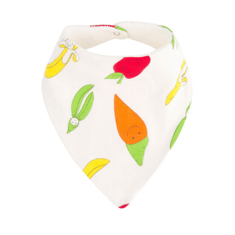 Organic Cotton Fruit and Veggie Print Bandana Dribble Bib