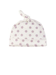 Photo 1 Organic Cotton Knot Top Baby Beanie - Lavender Dot