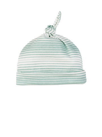 Organic Cotton Knot Top Baby Beanie - Sea Breeze Ombre Stripe