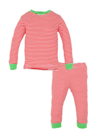Organic Cotton Toddler Holiday Candy Cane Stripe Long Johns