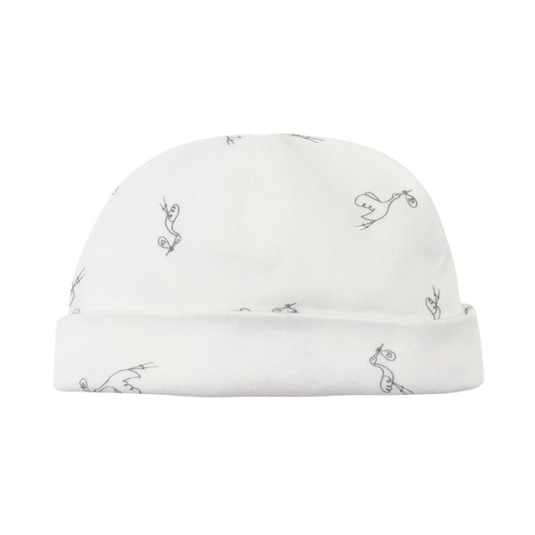 Organic Cotton Unisex Stork Print Baby Beanie Hat
