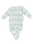 Photo 1 Organic Egyptian Cotton baby side snap footie - Sea Breeze Ombre Stripe