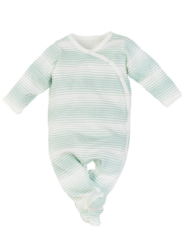 Organic Egyptian Cotton baby side snap footie - Sea Breeze Ombre Stripe
