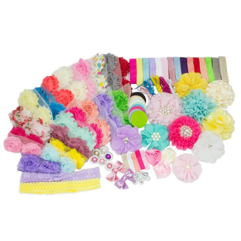 Pastel Collectionn- Baby Shower Station DIY Headband Kit by JLIKA - Make 42 Headbands and 5 Clips for a Baby Girl
