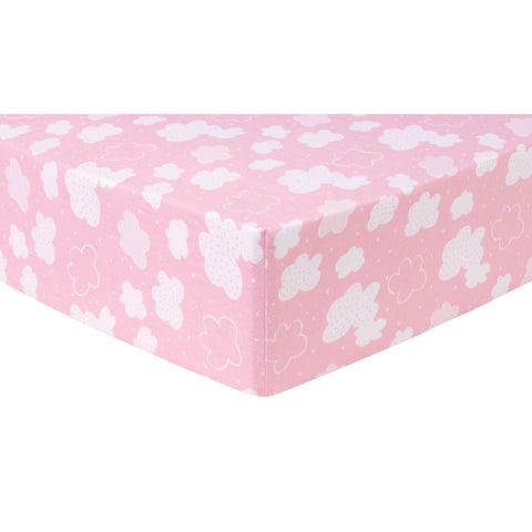 Pink Clouds Deluxe Flannel Fitted Crib Sheet