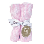 Photo 2 Pink Gingham 4 Pack Burp Cloth Set