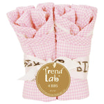 Photo 2 Pink Gingham Seersucker 4 Pack Bib Set