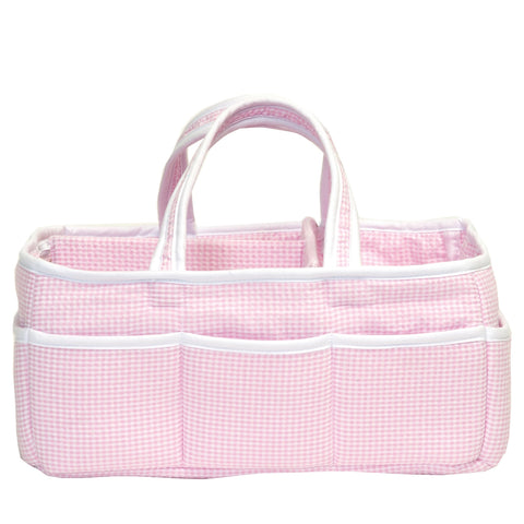 Pink Gingham Seersucker Storage Caddy