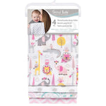 Photo 2 Pink Safari 4 Pack Flannel Burp Cloth Set