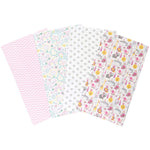 Photo 1 Pink Safari 4 Pack Flannel Burp Cloth Set