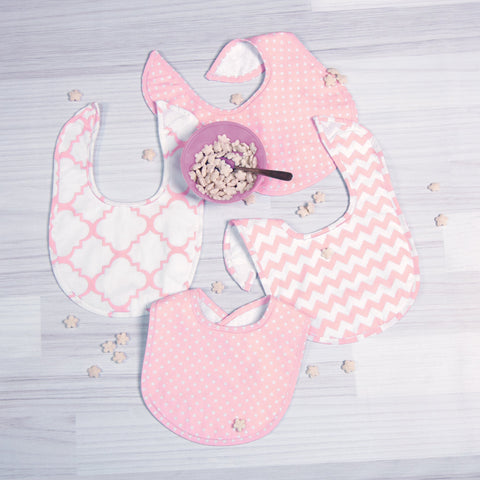 Pink Sky 4 Pack Bib Set