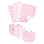 Photo 2 Pink Sky 8 Piece Bib and Burp Cloth Set