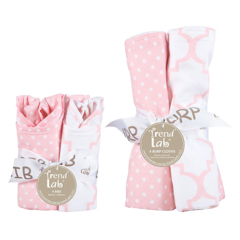 Pink Sky 8 Piece Bib and Burp Cloth Set