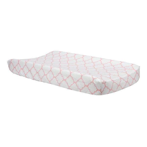 Pink Sky Quatrefoil Changing Pad Cover