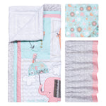 Photo 3 Playful Elephants 3 Piece Crib Bedding Set