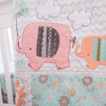 Playful Elephants 3 Piece Crib Bedding Set