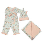 Ruffle Kimono 4-Piece Set-Cloud Blue