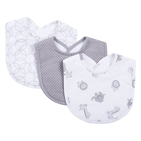 Safari Gray 3 Pack Bib Set
