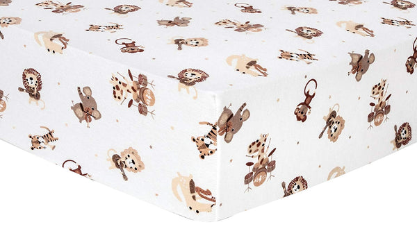Safari Rock Band Deluxe Flannel Fitted Crib Sheet
