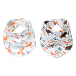 Photo 1 Scandi Moose 2 Pack Reversible Flannel Bandana Bib Set