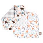 Photo 2 Scandi Moose 2 Pack Reversible Flannel Bandana Bib Set