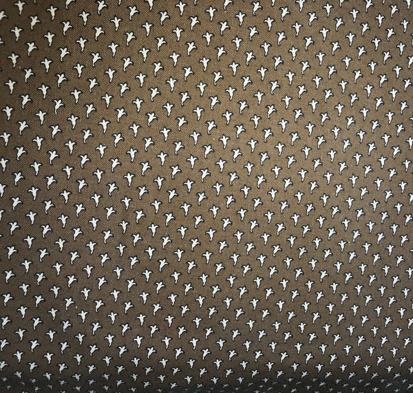 Small Floral on Brown Fabric - 3 yds