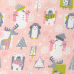 Photo 2 Snow Pals Pink Deluxe Flannel Fitted Crib Sheet