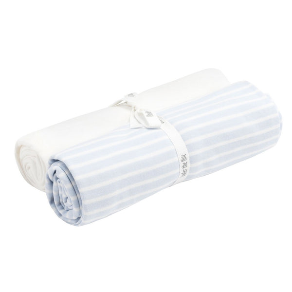 Swaddle Blanket - 2 Pack Pale Blue Stripe and Off-white