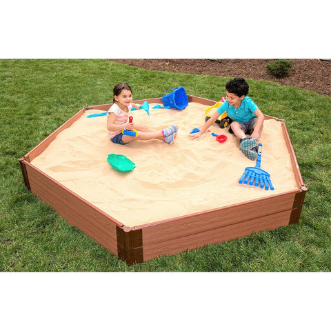 Tool-Free Classic Sienna 7ft. x 8ft. x 11in. Composite Hexagon Sandbox Kit - 1" profile
