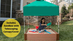 Photo 3 Tool-Free Composite Square Sandbox Kit with Telescoping Canopy/Cover - 4' x 4'