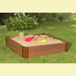 Two Inch Series 4ft. x 4ft. x  11in. Composite Square Sandbox Kit with Collapsible Cover