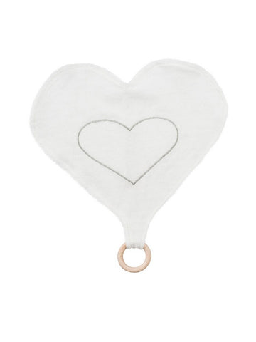 Under the Nile Baby Heart Lovey with Teething Ring Toy 13"