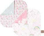 Photo 3 Unicorn Rainbow 2 Pack Reversible Flannel Bandana Bib Set