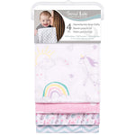 Photo 2 Unicorn Rainbow 4 Pack Flannel Burp Cloth Set