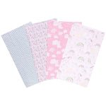 Photo 1 Unicorn Rainbow 4 Pack Flannel Burp Cloth Set