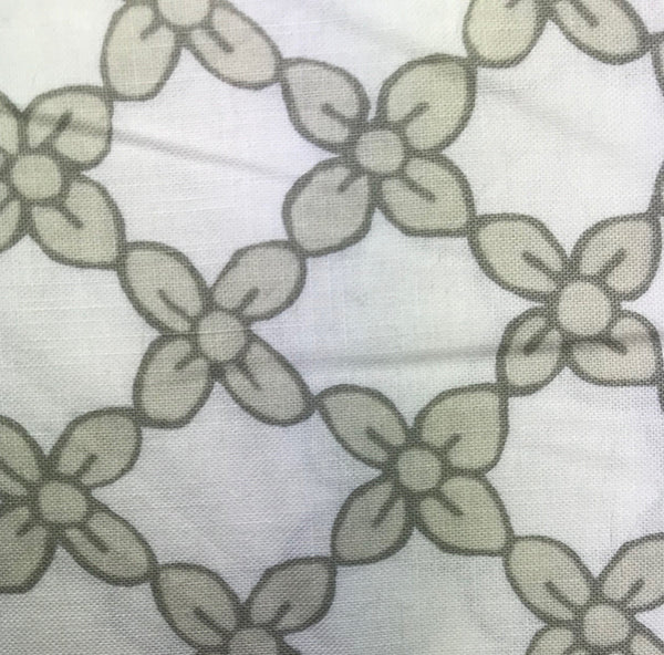 White & Gray Small Floral Lattice Fabric - 3 yds