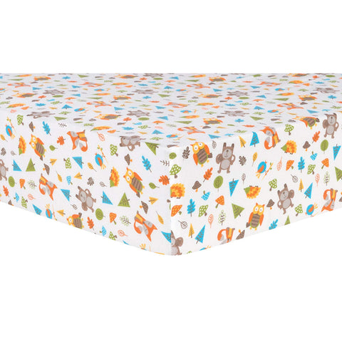 Woodsy Animals Deluxe Flannel Fitted Crib Sheet